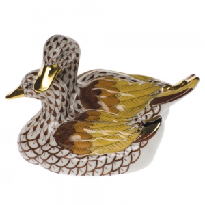 Herend Pair Of Ducks - Chocolate