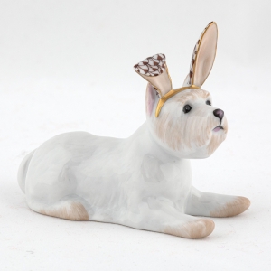 Herend Westie with Bunny Ears - Chocolate