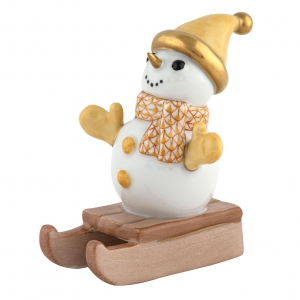 Herend Sledding Snowman - Butterscotch