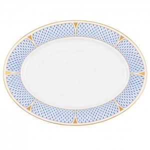 Herend Art Deco Blue Oval Platter - 15"