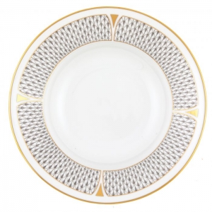 Herend Art Deco Gray Rim Soup - 8"