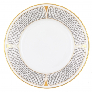 Herend Art Deco Gray Dessert Plate - 8"