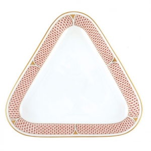 Herend Art Deco Rust Triangle Dish - 9.5"