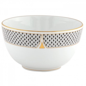 Herend Art Deco Black Round Bowl - 7"
