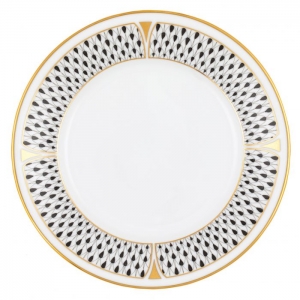 Herend Art Deco Black Bread + Butter Plate - 6"