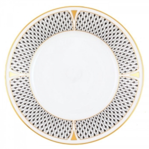 Herend Art Deco Black Dessert Plate - 8"