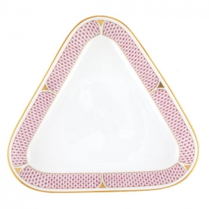 Herend Art Deco Raspberry Triangle Dish - 9.5"