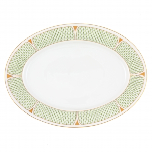 Herend Art Deco Green Oval Platter - 15"