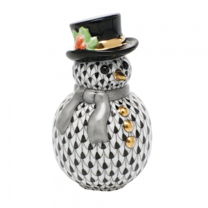 Herend Snowman with Scarf - Black