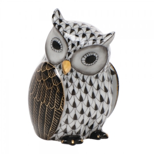 Herend Mother Owl Black