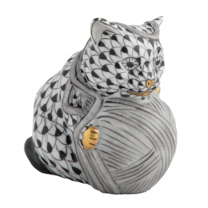 Herend Playful Kitten Black