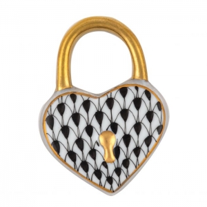 Herend Heart Lock - Black