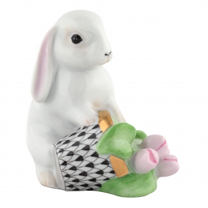 Herend Flowerpot Bunny - Black