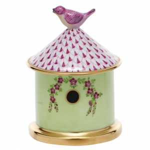 Herend Bird House Box - Raspberry