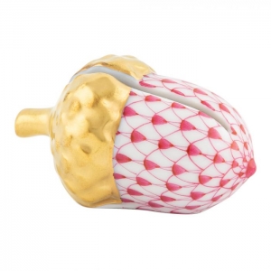 Herend Acorn Place Card Holder - Raspberry