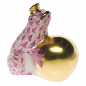 Herend Frog w/Crown - Raspberry