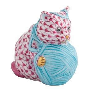 Herend Playful Kitten Raspberry