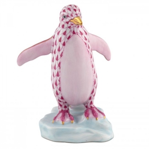 Herend Waddling Penguin - Raspberry