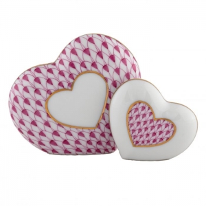 Herend Two of Hearts - Raspberry