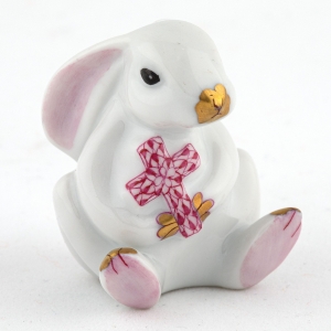 Herend Bunny with Cross - Raspberry