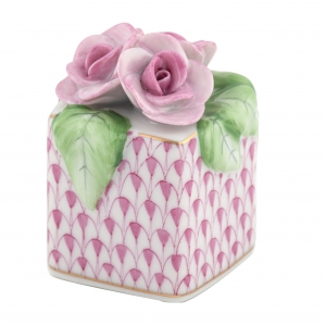 Herend Roses In Vase - Raspberry