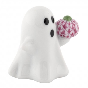 Herend Ghost With Pumpkin - Raspberry