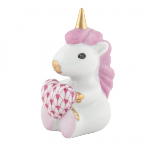 Herend Sitting Unicorn - Raspberry