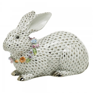 Herend Reserve Collection Gray Bunny w/ Garland