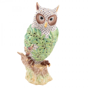 Herend Reserve Openwork Owl with Leaves