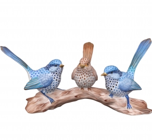 Herend Reserve Collection Trio of Splendid Fairywrens