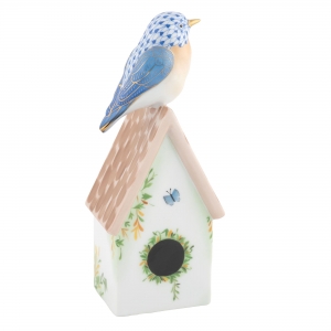 Herend Reserve Collection Eastern Bluebird on House