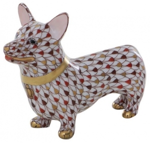 Herend Queen Elizabeth Corgi with Crown Collar