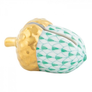 Herend Acorn Place Card Holder - Green