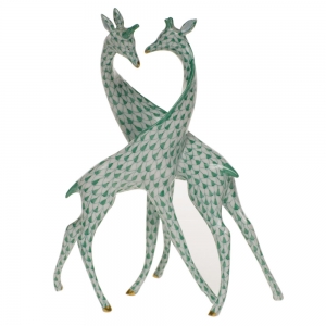 Herend Pair Of Giraffes - Green