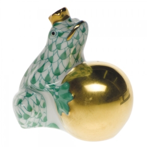 Herend Frog w/Crown - Green