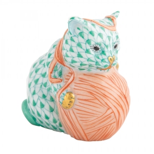 Herend Playful Kitten Green
