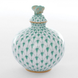 Herend Perfume Bottle Figure Green