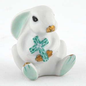 Herend Bunny with Cross - Green