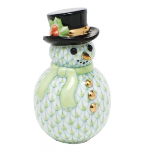 Herend Snowman with Scarf - Key Lime