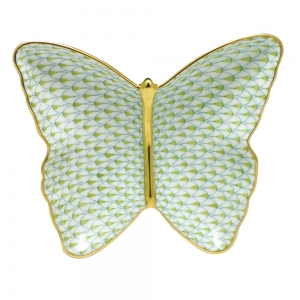 Herend Fishnet Butterfly Dish Lime Green
