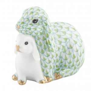 Herend Cuddling Bunnies - Key Lime