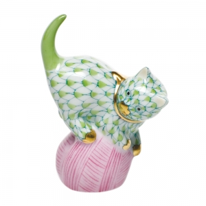 Herend Mischievous Cat Key Lime