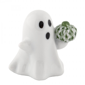 Herend Ghost With Pumpkin - Forest Green