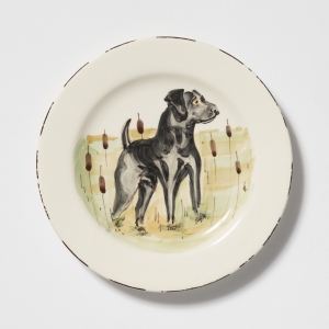 Vietri Wildlife Black Hunting Dog Salad Plate