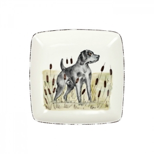 Vietri Wildlife Black Hunting Dog Square Platter