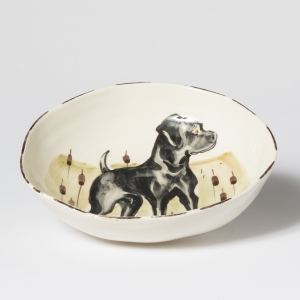 Vietri Wildlife Black Hunting Dog Pasta Bowl