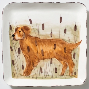 Vietri Wildlife Hunting Dog Large Square Platter