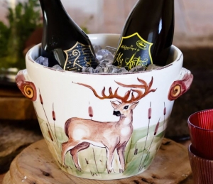 Vietri Wildlife Deer Handled Deep Serving Bowl