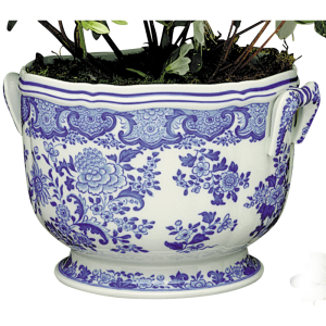 Mottahedeh Blue + White Floral Cachepot