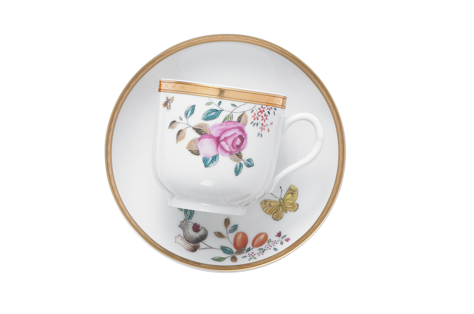 Mottahedeh Lowestoft Garden Cup & Saucer
